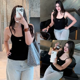 Miu tank top เสื้อสายเดี่ยวผ้าร่อง แต่งงานอะไหล่ (Size M,L) ผ้าร่องนิ่มยืดได้เยอะมากใส่สบาย AOMMKOSHOP - S124