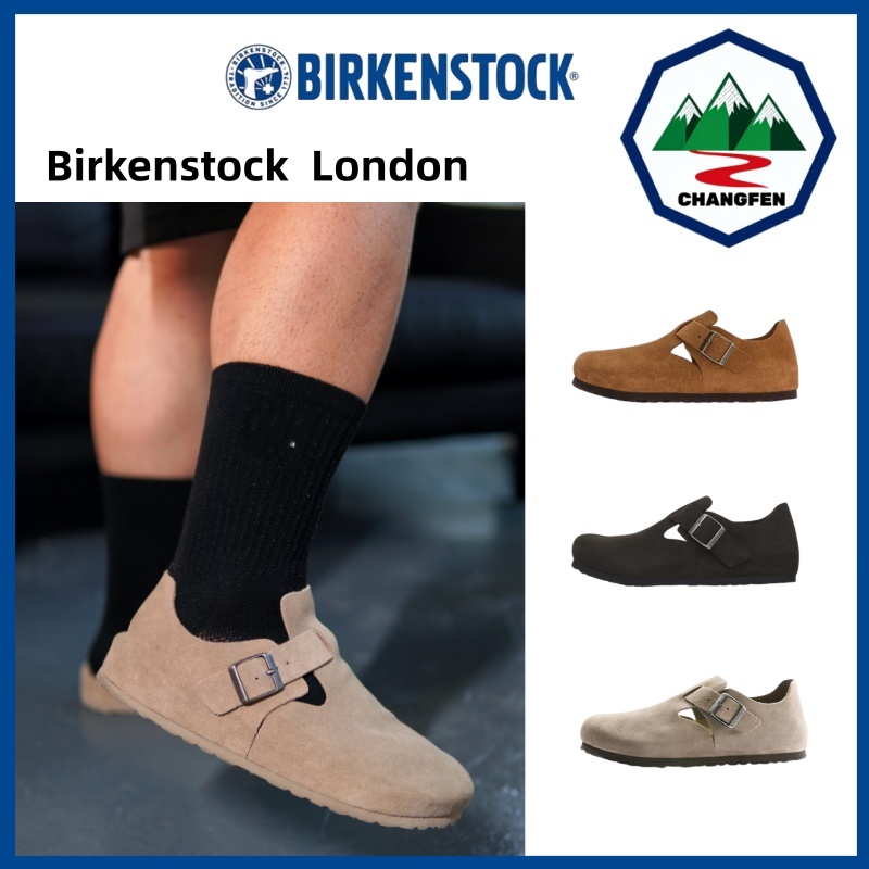 ของแท้ 100%🔥Birkenstock London Gray Mocha Brown Sand Color หนังนิ่ม รุ่นแคบ รองเท้าลำลอง All Inclusive