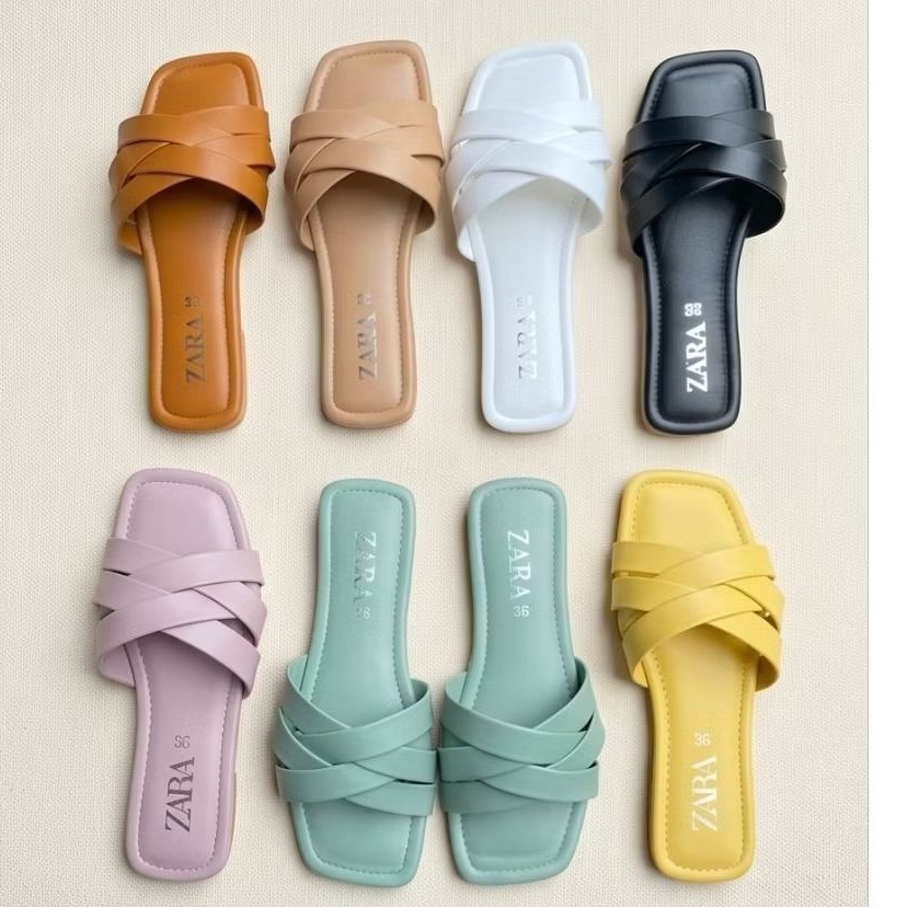 Nilin รองเท้าแตะ แบบสวม Zara ไซส์ 36 - 45 ส้นเตี้ย ใส่สวย กระชับ น่ารักมากคะ รองเท้าผู้หญิง รองเท้าแฟชั่น