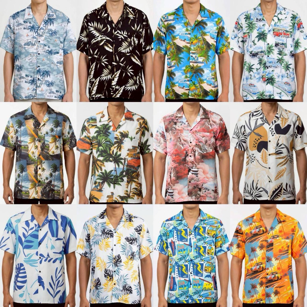 เสื้อเชิ้ตฮาวายรวมลาย อก 38-52 นิ้ว ไซส์ M-3XL ทรงสวย ใส่สบาย ผ้าไหมอิตาลี