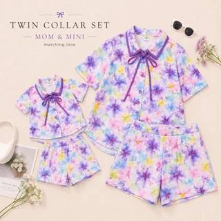 Twin Collar Set ชุดเซ็ตแฟชั่นเด็กผู้หญิง size 1-8ปี ผ้าไหมอิตาลีพรีเมียม สีสันสดใส สำหรับวันสบายๆ