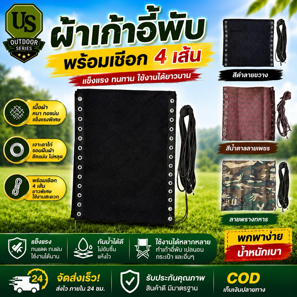 อะไหล่ผ้าเก้าอี้พับ พร้อมเชือก 4เส้น