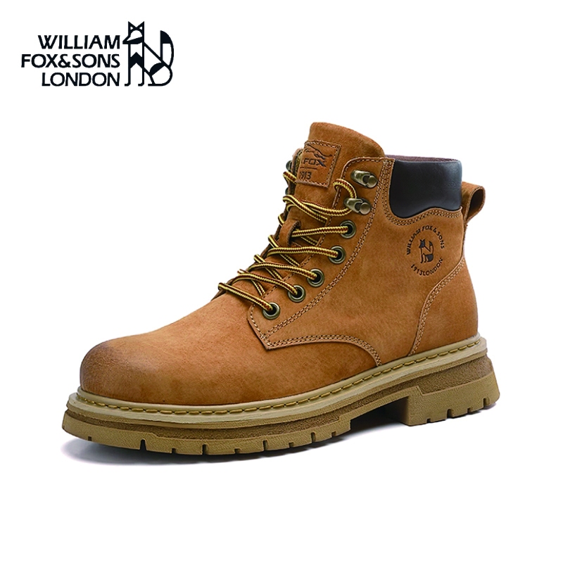 WILLIAM FOX&SONS LONDON หนังแท้หนังวัวชั้นหนึ่งรองเท้าบูทฤดูหนาวอบอุ่นเบาะสำหรับผู้ชาย