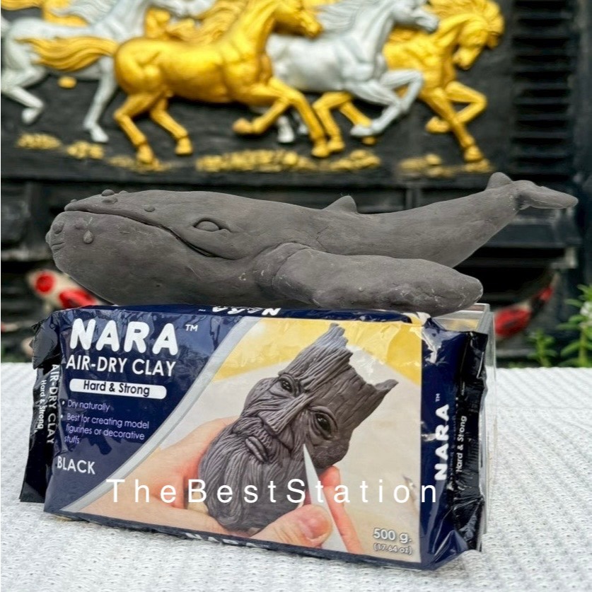 เดอะเบสท์สเตชั่น ดินเยื่อกระดาษ นารา สีดำ แห้งได้ไม่ต้องอบ Nara Air-Dry Clay 500g
