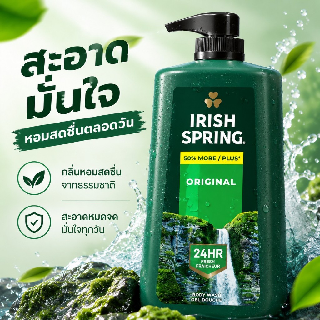 Irish Spring Body Wash for Men ครีมอาบน้ำผู้ชาย กลิ่น Original Clean ขจัดกลิ่นกายและแบคทีเรีย