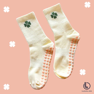 [พร้อมส่ง] Luckshu.bkk ถุงเท้ากันลื่น - Clover Leaves - ถุงเท้า พิลาทีส Pilates โยคะ Barre Trampoline ออกกำลังกาย