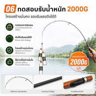 คันเบ็ดตกปลาคาร์บอนไฟเบอร์ 2 ท่อน UL/L คันสปินนิ่งพกพา น้ำหนักเบา ด้ามตรง 1.65/1.8 ม. เฉพาะคันเบ็ด ไม่รวมรอก