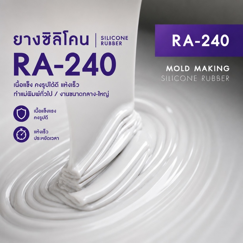 ยางซิลิโคน RA-240 [Shore A 40] SILICONE RUBBER ยางซิลิโคนทำแม่พิมพ์ เนื้อแข็ง แห้งเร็ว ทนงานหนัก คอนกรีต GRG