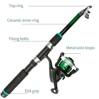 เบ็ดตกปลาครบชุด 1.8M/6FT คันเบ็ดและรอกหมุนอัตราทดเกียร์ 5.2:1 แรงดึง 10กก. 18+1BB โลหะผสม รอกพร้อมคัน