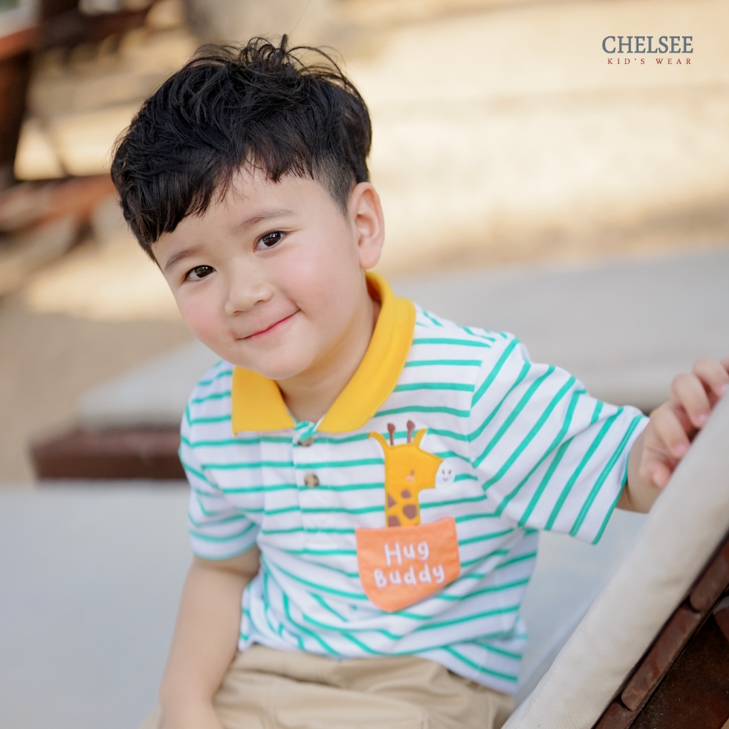 Chelsee เสื้อโปโล แขนสั้น ลายทาง ยีราฟ อายุ 1.5-10 ปี ผ้า 100%Cotton เด็กผู้ชาย เสื้อผ้าเด็กโต รุ่น 128276 ราคา ถูกที่สุด ดีลบีเคเค แกลเลอรีภาพที่ 6