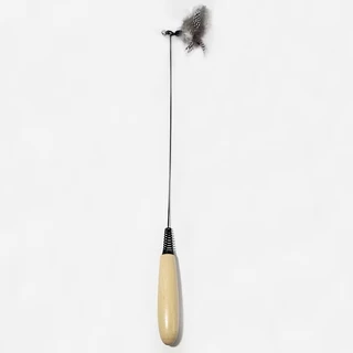 CFA ด้ามไม้พรีเมี่ยม Cat Teaser Wand พร้อม Feather Bell ที่ถอดออกได้หัวทนทานของเล่นสัตว์เลี้ยงสําหรับแมว