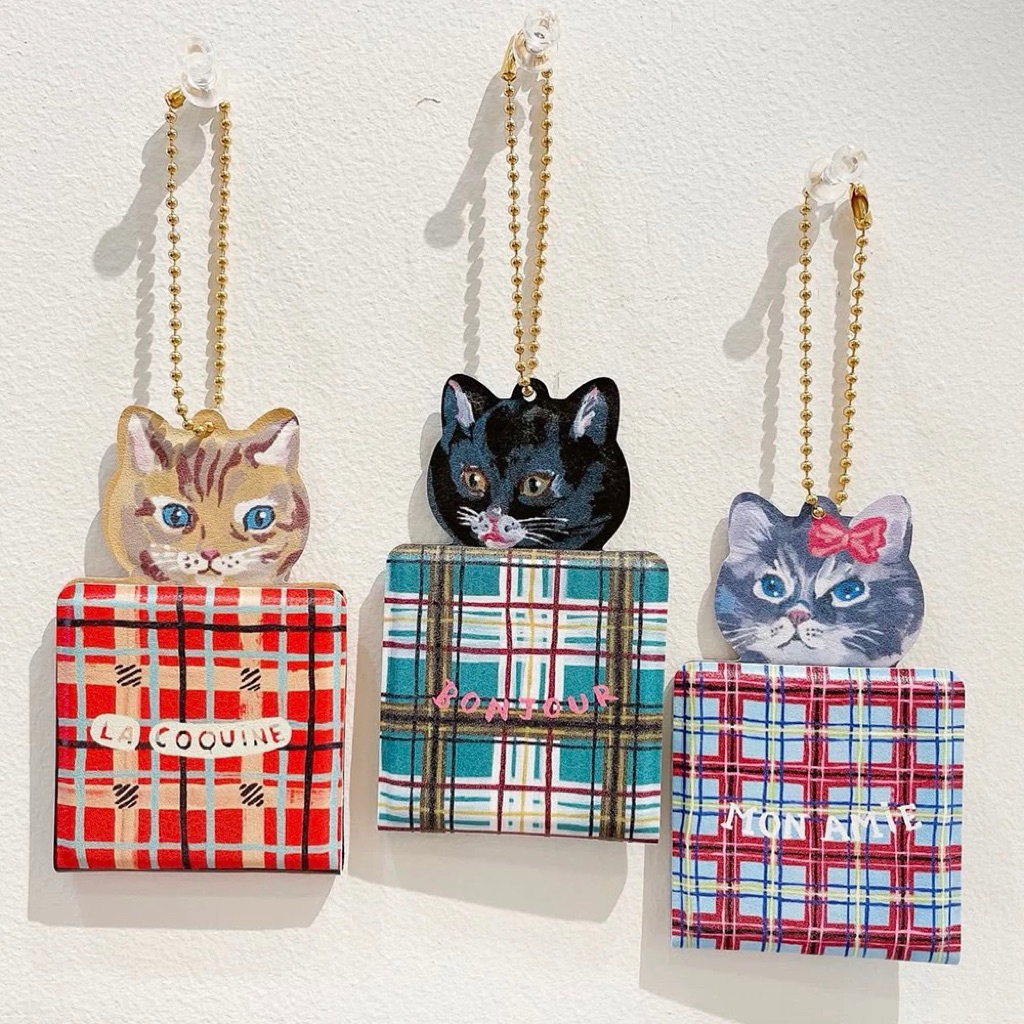 พร้อมส่งด่วน🐱 Nathalie Lété Ain Cat Key Ring with Mini Mirror พวงกุญแจแมวสุดคิวท์ พร้อมกระจกพกพา