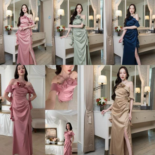 ชุดเพื่อนเจ้าสาว ชุดไปงานแต่ง มีสีน้ำตาลไหม้ด้วยค่า dress.celeb D398 s-3xl