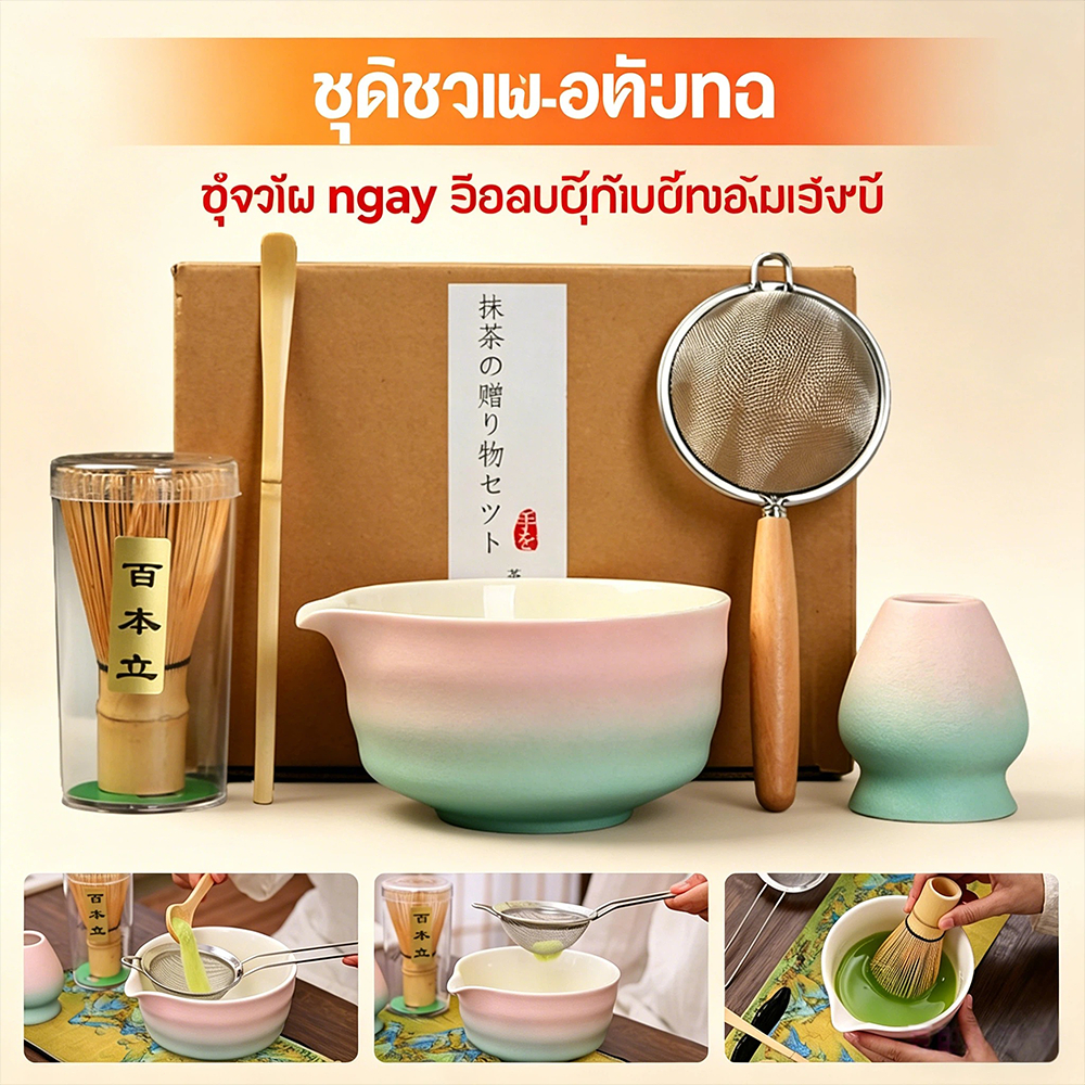 🍵ชุดชงชาญี่ปุ่น(4/7ชิ้น) ชุดชงชามัทฉะ สไตล์ญี่ปุ่น ถ้วยชงมัทฉะ แปรงชงชา ที่ตักมัทฉะ อุปกรณ์มัทฉะ