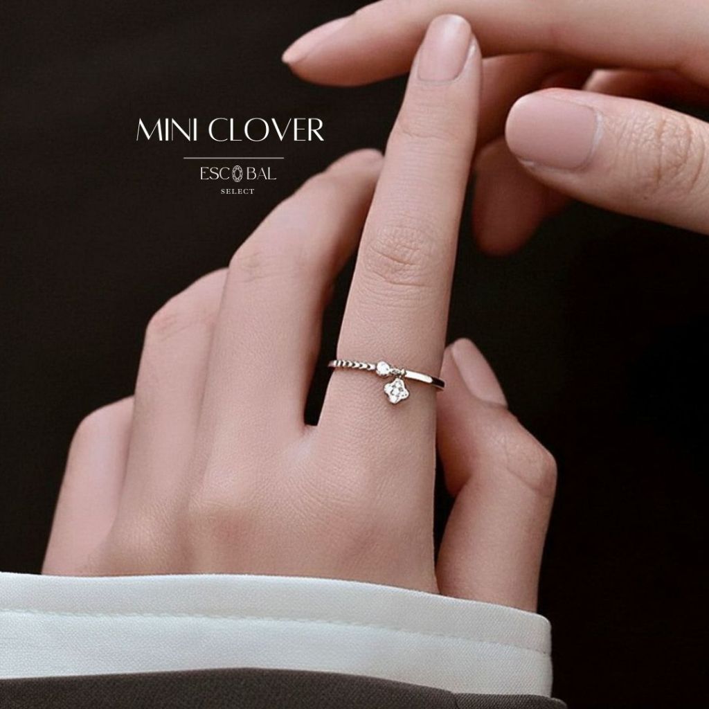 ESCOBAL พแหวนเงินแท้ Mini Clover แหวนมงคล แหวนเพชร แหวนปรับขนาด แหวนแฟชั่น แหวนดีไซน์สวย