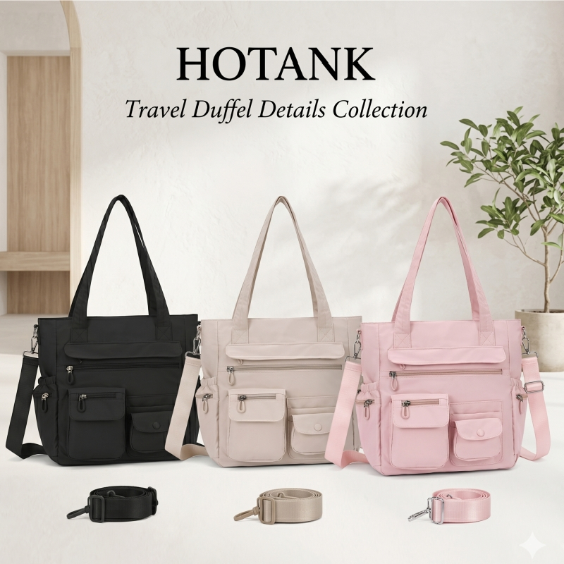 HOTANK-กระเป๋าสะพายไหล่อเนกประสงค์ กระเป๋าสะพายข้างความจุขนาดใหญ่ กระเป๋าถือ สไตล์ดีไซเนอร์