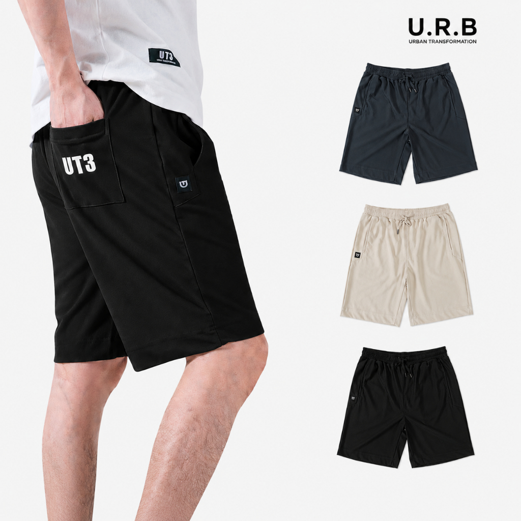 URBAN : MEN'S SPORT SHORT กางเกงขาสั้นผู้ชาย ทรงสปอร์ต รุ่น 1UTMS5004 มี 3 สี กากี,เทาชาโคล,ดำ