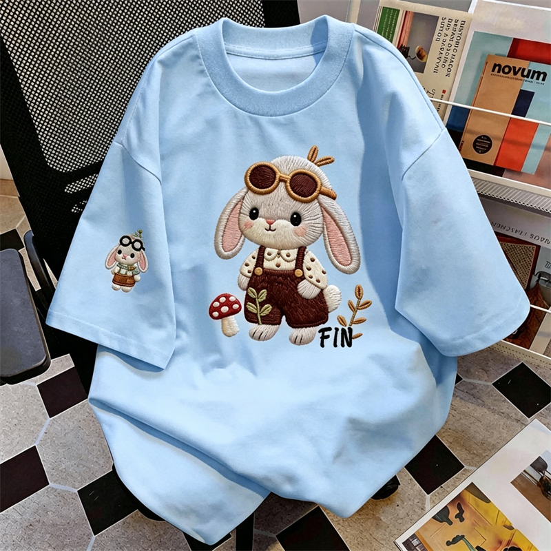 เสื้อยืด oversize เสื้อเท่ๆ เกาหลี "Rabbit2" ไม่หดตัว เสื้อแฟชั่นใ เกาหลีสไตล์ พิมพ์ลาย ผ้านิ่มใส่สบาย COD 📦