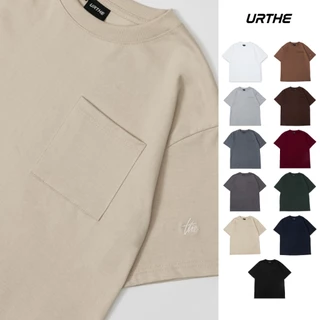 URTHE - เสื้อยืด สีพื้น รุ่น HEAVYWEIGHT RELAXED CREW NECK POCKET T-SHIRT