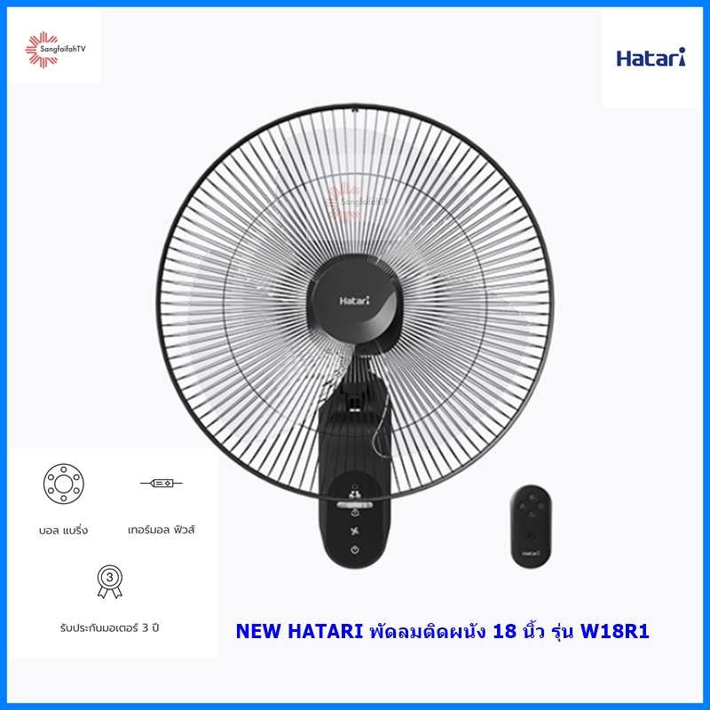 NEW HATARI พัดลมติดผนังรีโหมด ขนาดใบพัด 18 นิ้ว รุ่น W18R1