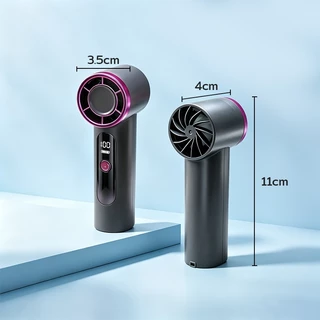 พัดลมพกพา แบต 4000mAh ความเร็วสูง 100 ระดับ พัดลมมือถือ USB ปรับได้ ทำงานเงียบ เทอร์โบบานเบอร์ ลมแรง พกพาง่าย คล้องมือ