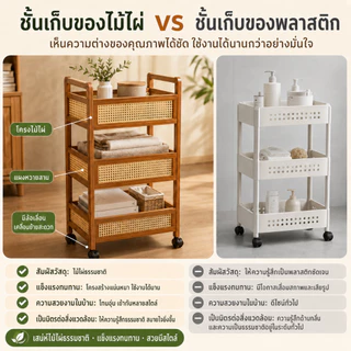 ชั้นวางรถเข็น ไม้ รถเข็นขนม ชั้นวางเก็บของ ชั้นวางของแบบรถเข็น 3 ชั้น เคลื่อนที่ได้ อเนกประสงค์ ประหยัดพื้นที่