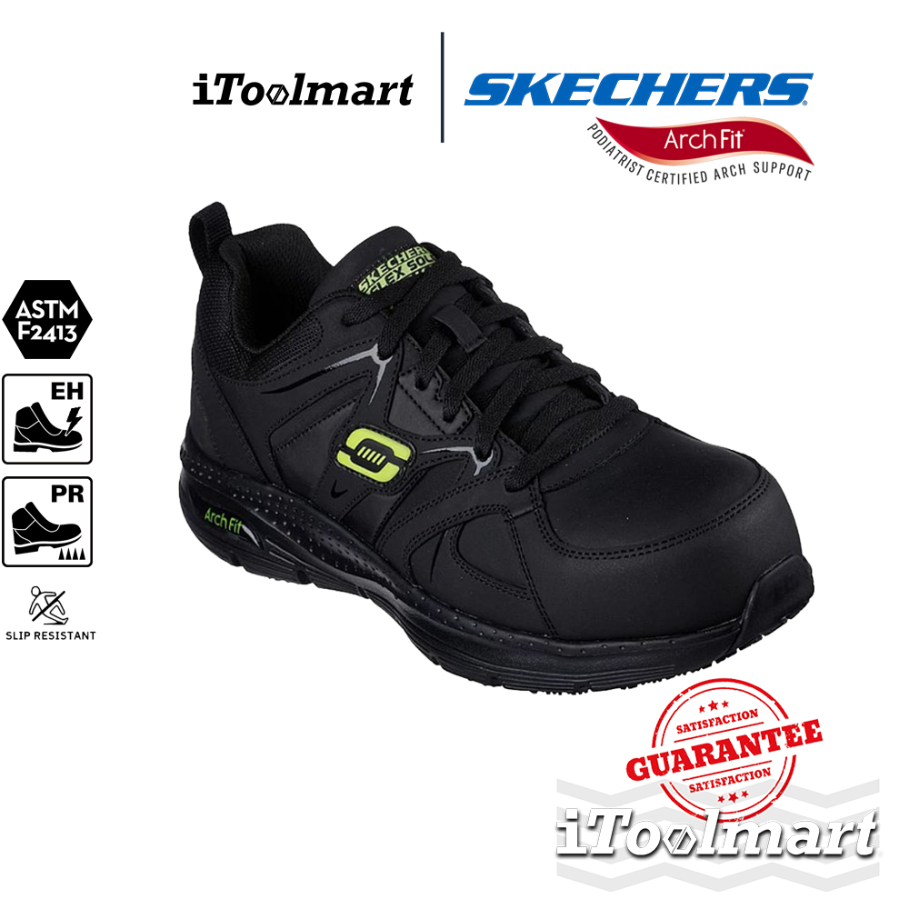 SKECHERS รองเท้าเซฟตี้ 200158 Arch Fit SR Sellian Alloy Toe ผู้ชาย สีดำ หัวโลหะ น้ำหนักเบา รองรับแรงกระแทกและแรงบีบอัด