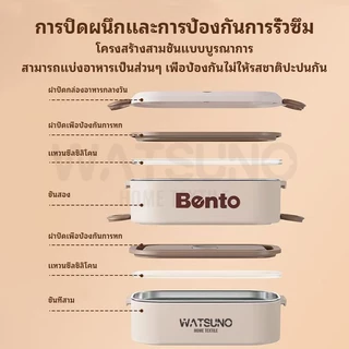 Watsuno.กล่องข้าวเก็บความเย็นหลายชั้น พร้อมถุงและช้อนส้อม พกพาสะดวก สำหรับนักเรียน ออฟฟิศ