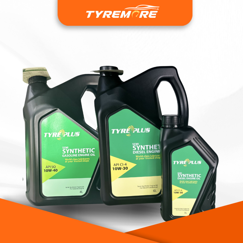 น้ำมันเครื่องดีเซล/เบนซิน Tyre Plus ดีเซล 6+1 ลิตร / เบนซิน 4 ลิตร (กึ่งเคราะห์)