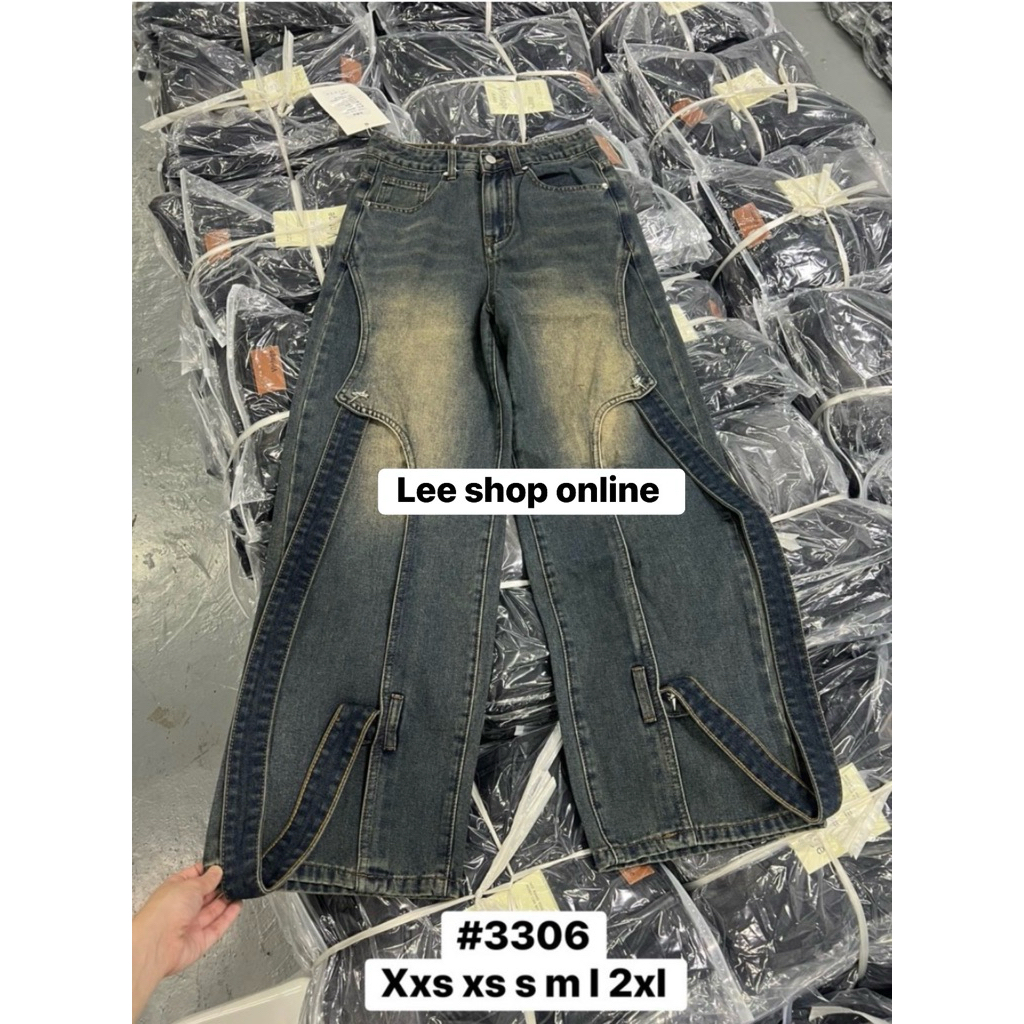 code306 กางเกงยีนส์ทรงกระบอกรุ่นใหม่ ใส่เท่เท่แก๋ๆ  ดีเทล แน่นแน่น ไม่ชอบสายสามารถเอาถอดออกได้