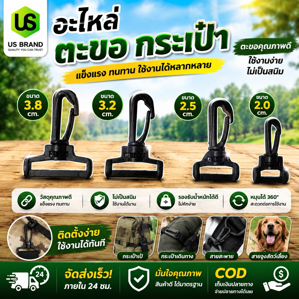 อะไหล่ตะขอกระเป๋า มีหลายขนาด – โปรปัง
