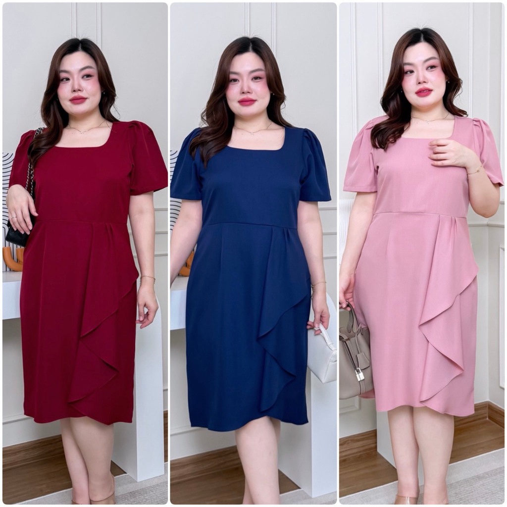 Ailyn Plus size Dress อก40 42 44 46 และ 48 ชุดไปงานไซส์ใหญ่ ชุดเดรสแฟชั่นสาวอวบคนอ้วน ใส่ไปทำงาน