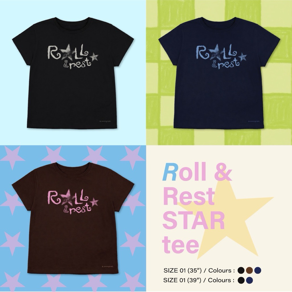 Sunnyroll - Roll & Rest Star tee เสื้อทรง Baby tee