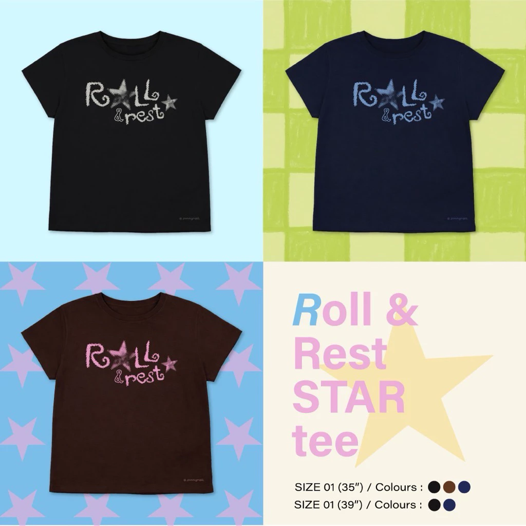 Sunnyroll - Roll & Rest Star tee เสื้อทรง Baby tee