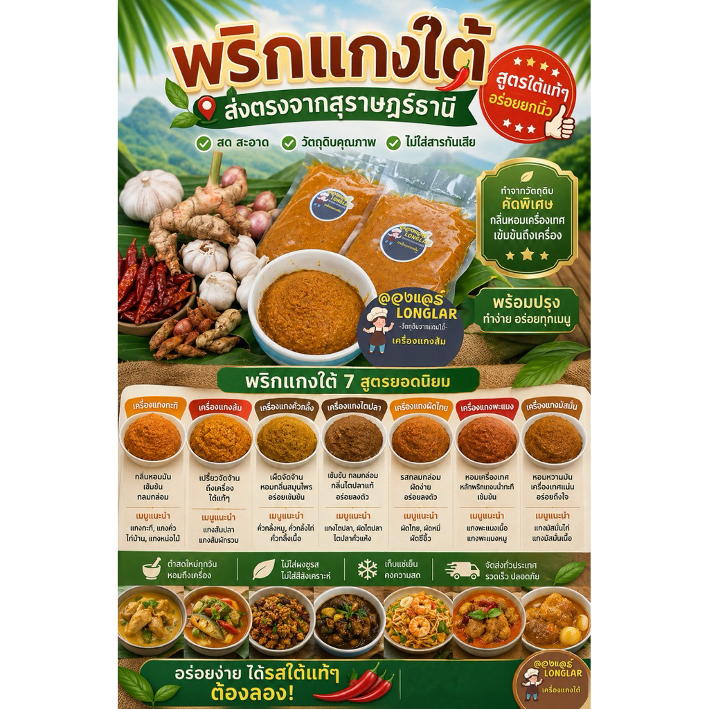 เครื่องแกงใต้ พริกแกงใต้ สดใหม่จากสุราษฎร์ หรอยอย่างแรง