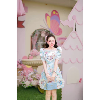 (ปกติยาว 33“) เดรสสั้น ลายดอกไม้ กระต่าย แมว สีฟ้า สีชมพู น่ารัก ผ้าดีมากๆ เดรสไปงานแต่ง งานป้าย thanyacha