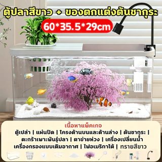 ตู้ปลา ตู้ปลาตั้งโต๊ะ ตู้ปลา 12 นิ้ว พร้อมไฟและปั๊มน้ำ การออกแบบที่มีฝาปิด ป้องกันการกระโดด ใช้ในการปลูกพืชน้ำ