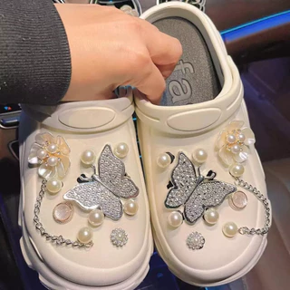 แฟชั่น Charm รองเท้าโซ่โลหะเข็มกลัดดอกไม้น่ารักเครื่องประดับสำหรับฝูงชนทั้งหมด