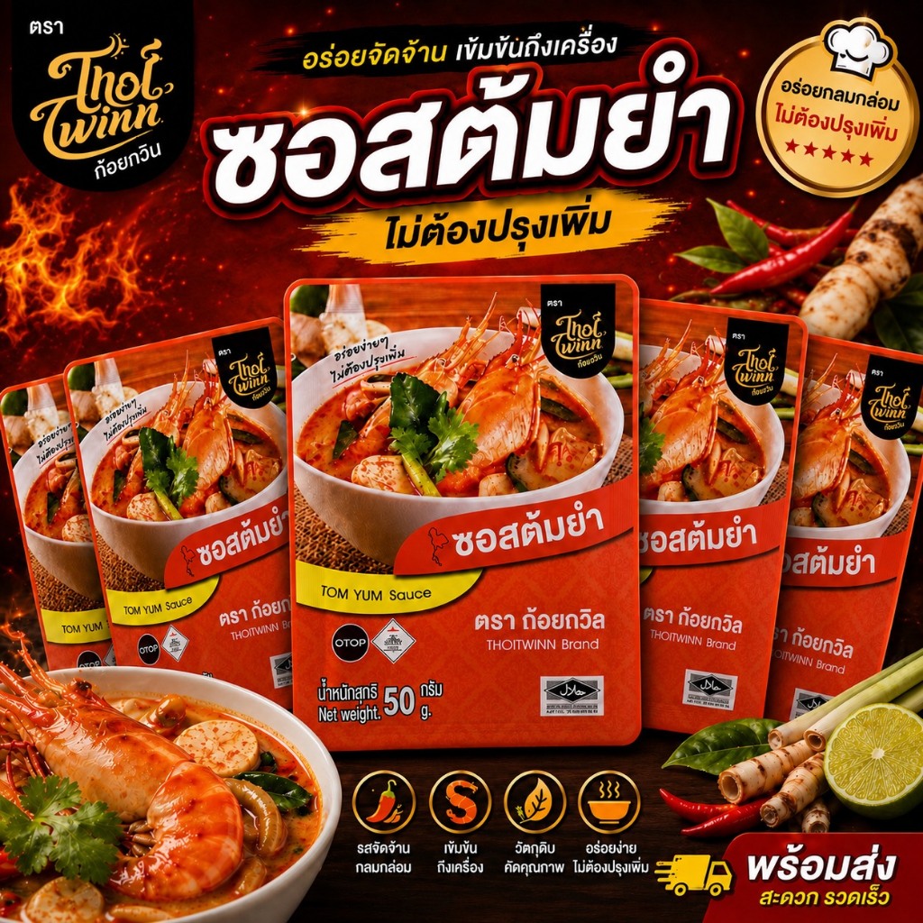 ซอสต้มยำ 5ซอง ตราถ้อยถวิล (แบบซอง) 50g TOM YUM Sauce