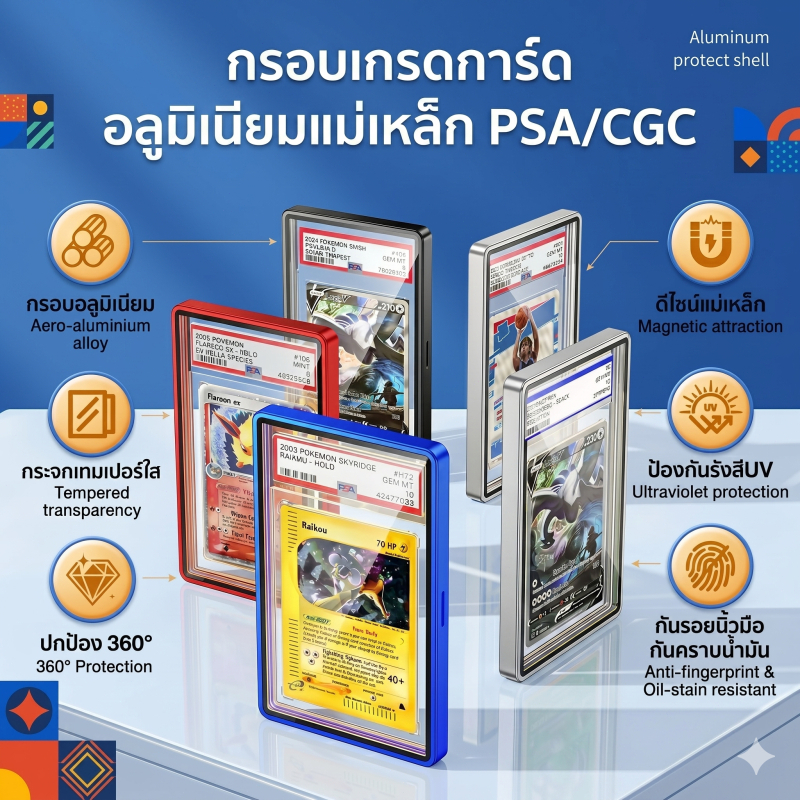 35PT-ป้องกันการ์ด PSA/CGC เคสแม่เหล็กอลูมิเนียมสําหรับ PSA Slats กรอบแม่เหล็ก UV Protection Slab Protection