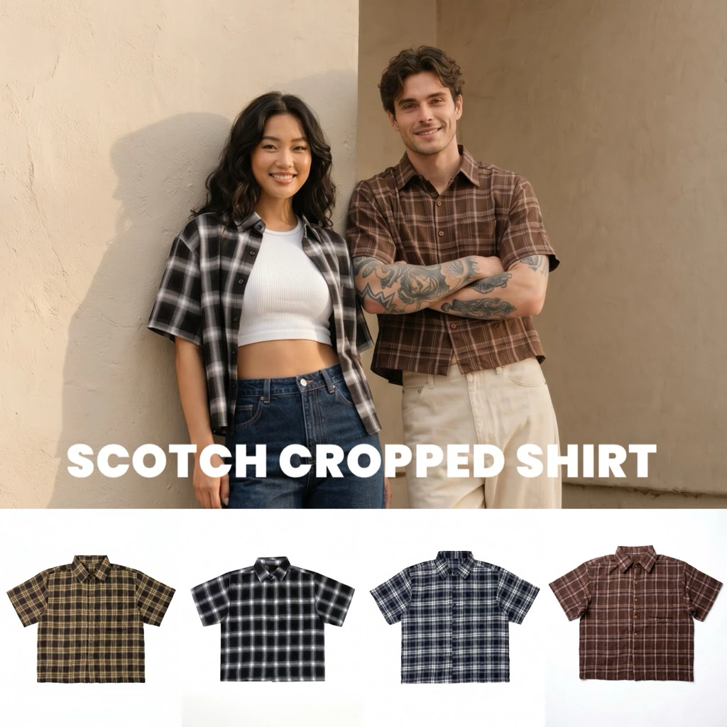 (กทม ส่งด่วน 4 ชม) BBX - (8สี) SCOTCH CROPPED SHIRT เสื้อเชิ้ตทรงครอปลายสก๊อต