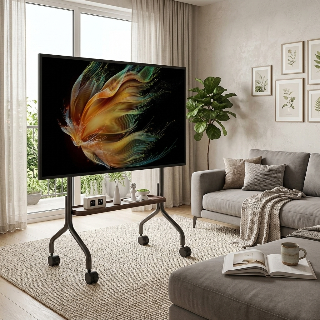 ขาตั้งทีวี 32-75 นิ้ว แบบตั้งพื้น มีล้อเลื่อน ปรับระดับได้ รองรับ Smart TV รับน้ำหนัก 50kg