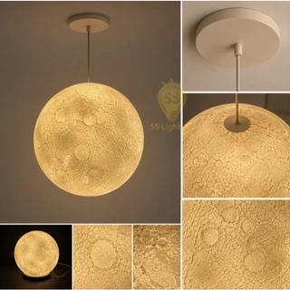 SS Lighting | โคมไฟเบอร์กลาส โคมดวงจันทร์ 3D โคมห้อย ขั้วE27 รุ่น A / B ไฟแขวนเพดาน สายห้อยสีใส