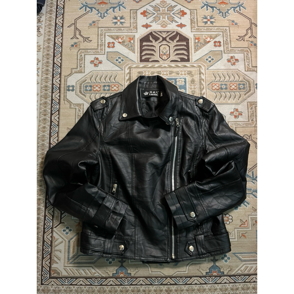 Leather biker jacket มือสอง