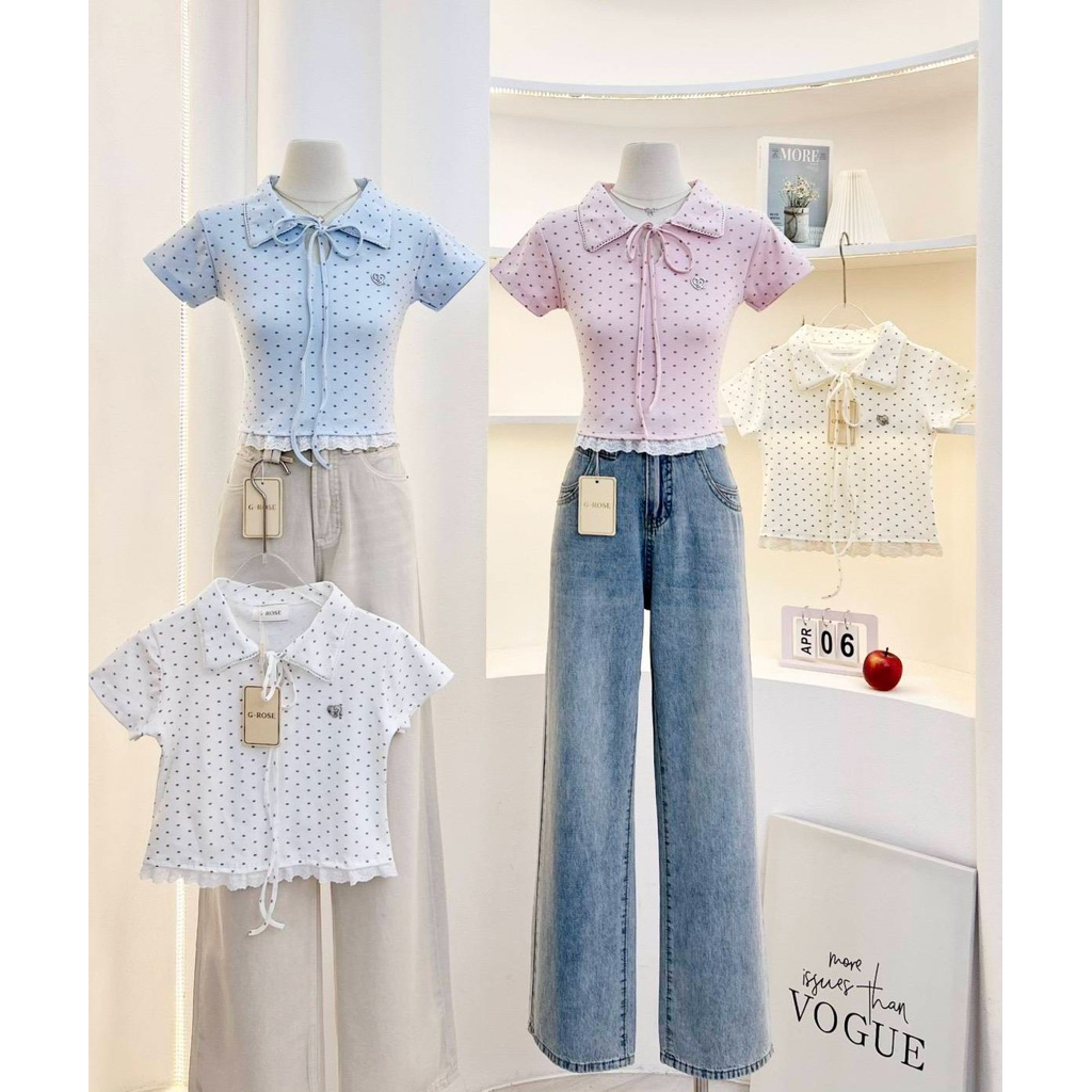 New Collection 🌹 G-Rose เสื้อทรงเชิ้ตแต่งระบายชายเสื้อ ทรงเข้ารูปสวย