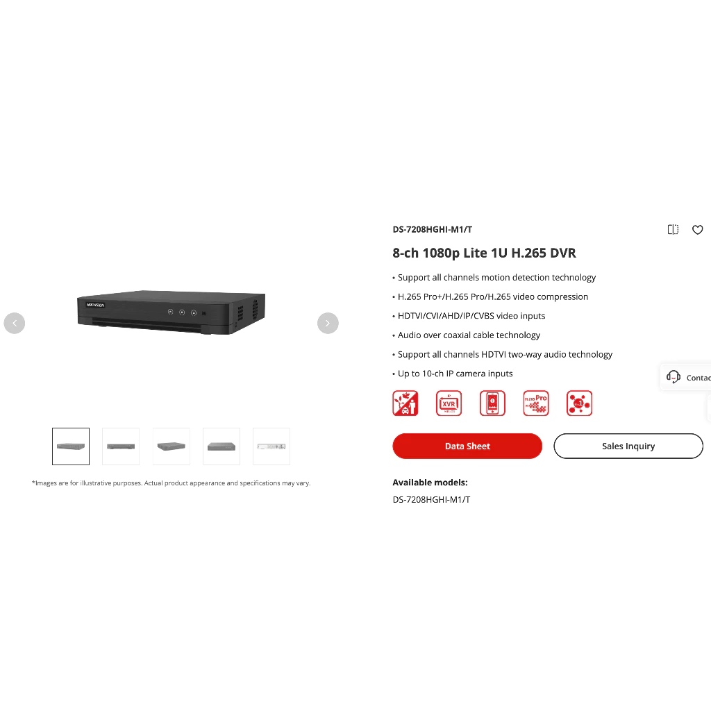 เครื่องบันทึก DVR 8CH HIKVISION DS-7208HGHI-M1/T