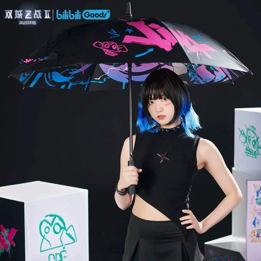 (พร้อมส่ง)ร่มลายพิเศษจากเกม League of Legends (LOL) ร่วมกับบิลิบิลิ รุ่นพิเศษลายจิงซ์ พร้อมฟังก์ชันโปรเจคเตอร์