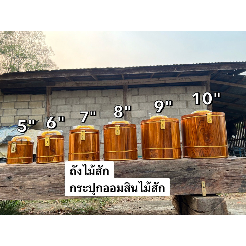 ถังออมสินไม้สัก/กระปุกออมสินไม้สัก ขนาด5-10นิ้ว ถังเก็บเงินหรือตกแต่งบ้าน