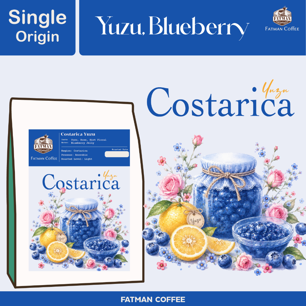 เมล็ดกาแฟคั่วอ่อน Costarica (Yuzu, Blueberry)