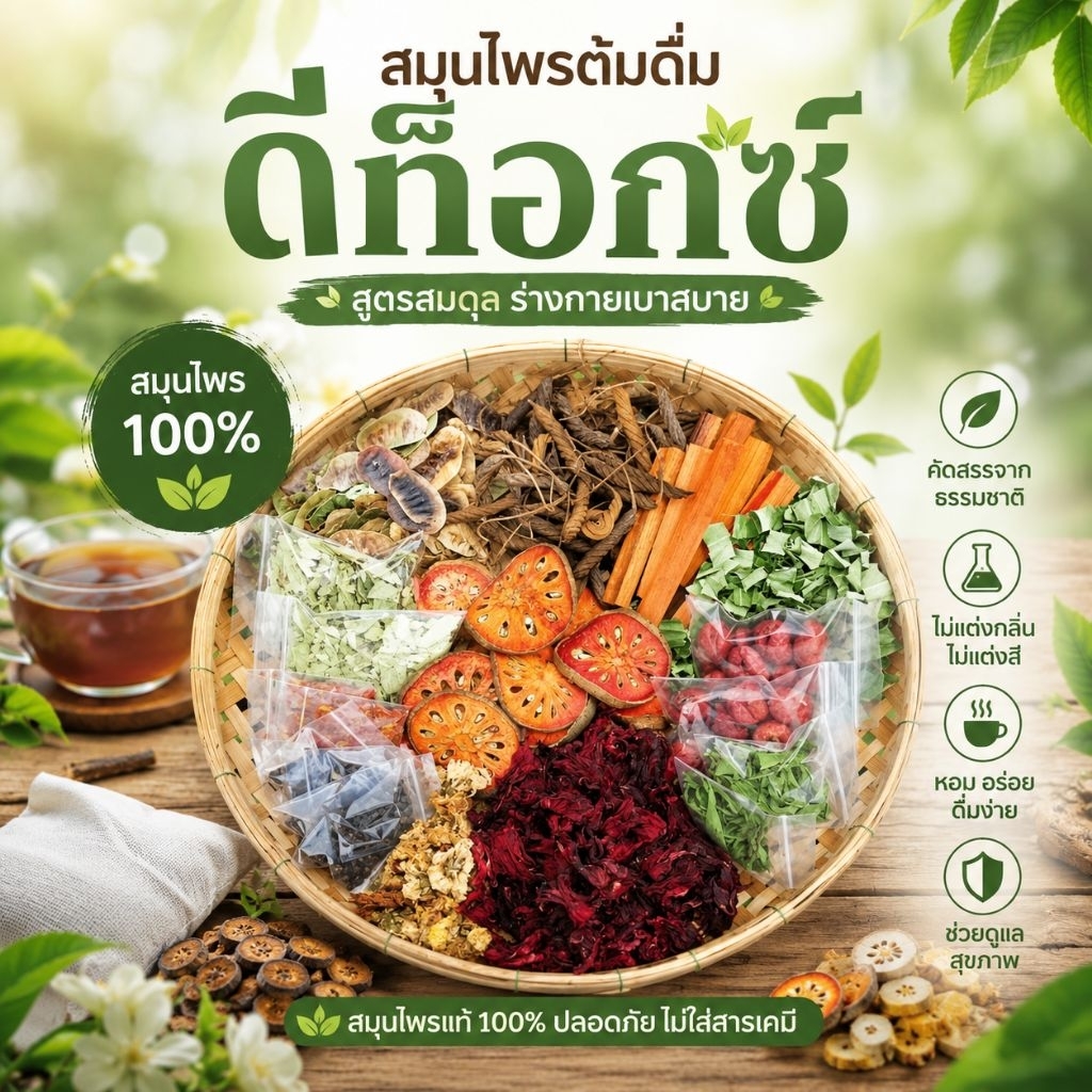 สมุนไพรพื้นบ้าน 10 ชนิด 120 กรัม ธรรมชาติ100%